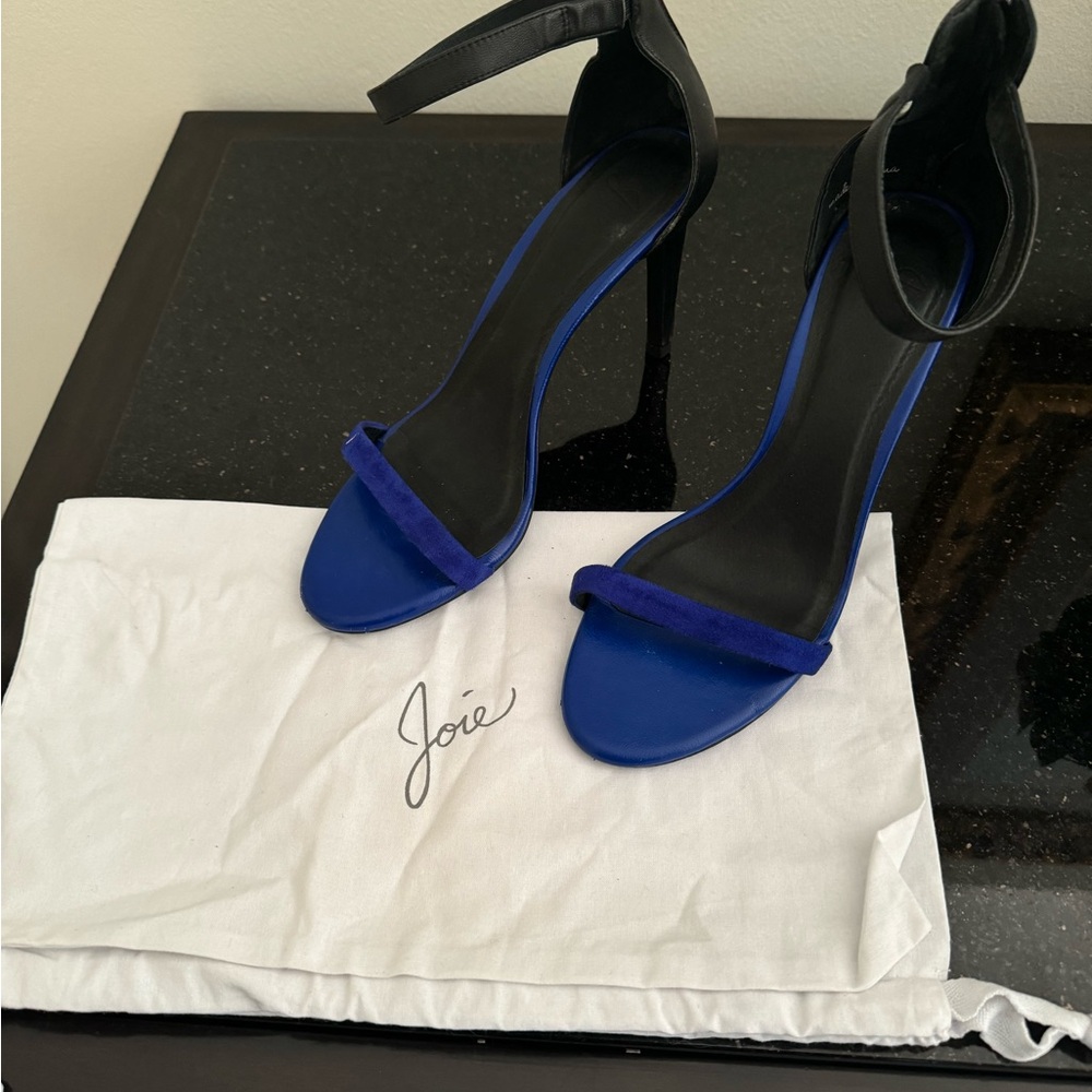 Joie - Cobalt Blue & Black Suede Open Toe Heel
